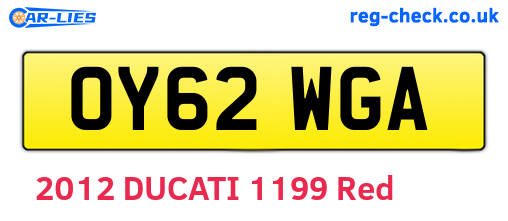 OY62WGA are the vehicle registration plates.