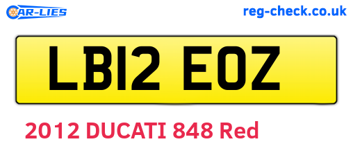 LB12EOZ are the vehicle registration plates.