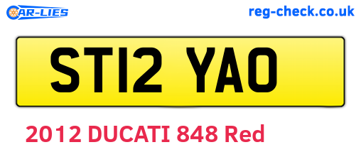 ST12YAO are the vehicle registration plates.