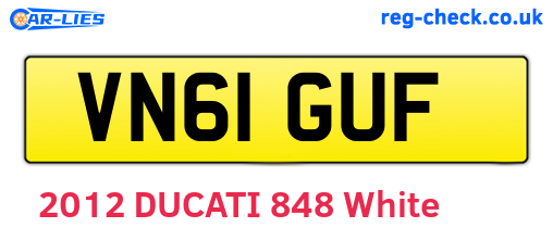 VN61GUF are the vehicle registration plates.