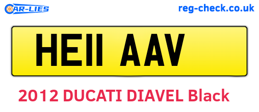 HE11AAV are the vehicle registration plates.