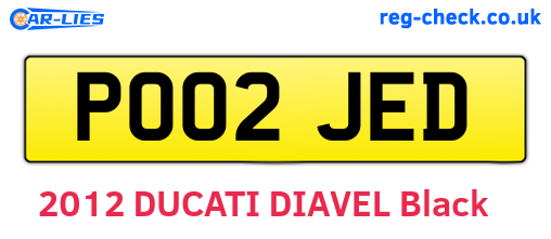 PO02JED are the vehicle registration plates.
