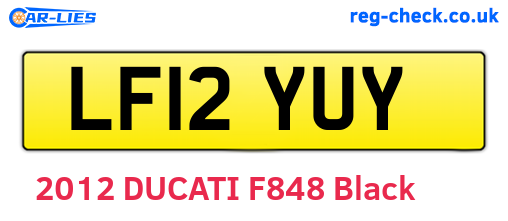 LF12YUY are the vehicle registration plates.