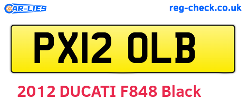 PX12OLB are the vehicle registration plates.