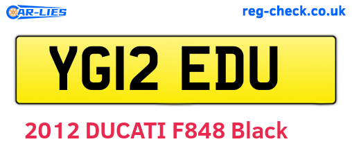 YG12EDU are the vehicle registration plates.