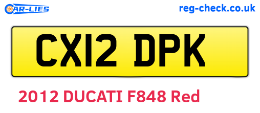 CX12DPK are the vehicle registration plates.