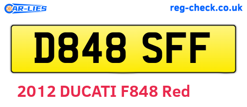 D848SFF are the vehicle registration plates.