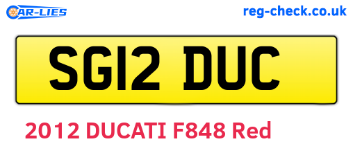 SG12DUC are the vehicle registration plates.