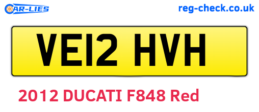 VE12HVH are the vehicle registration plates.