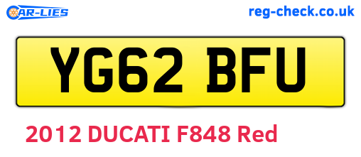 YG62BFU are the vehicle registration plates.