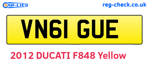 VN61GUE are the vehicle registration plates.