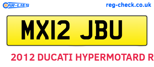 MX12JBU are the vehicle registration plates.