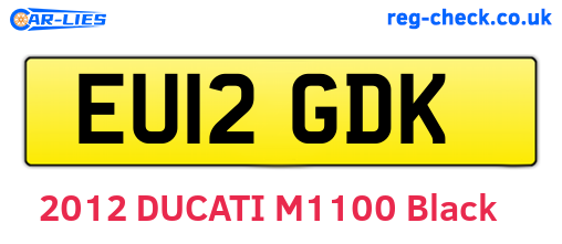 EU12GDK are the vehicle registration plates.