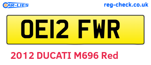 OE12FWR are the vehicle registration plates.