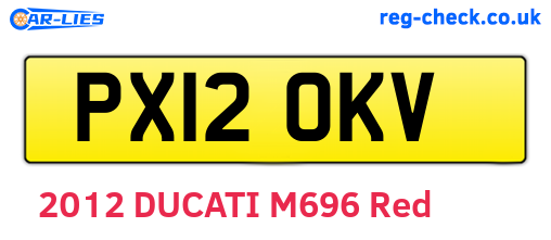PX12OKV are the vehicle registration plates.