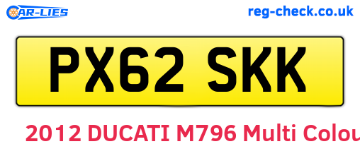 PX62SKK are the vehicle registration plates.