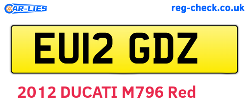 EU12GDZ are the vehicle registration plates.