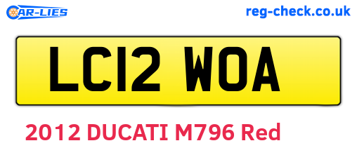 LC12WOA are the vehicle registration plates.