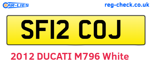 SF12COJ are the vehicle registration plates.
