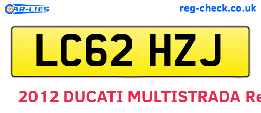 LC62HZJ are the vehicle registration plates.