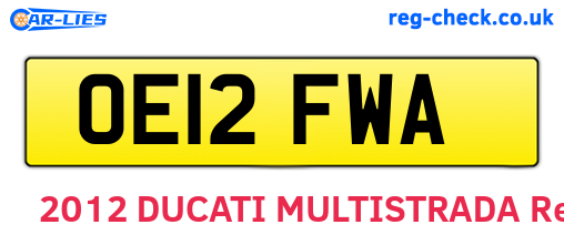 OE12FWA are the vehicle registration plates.