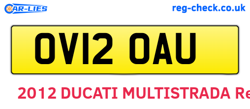 OV12OAU are the vehicle registration plates.