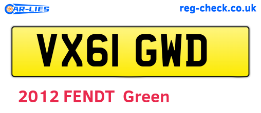 VX61GWD are the vehicle registration plates.