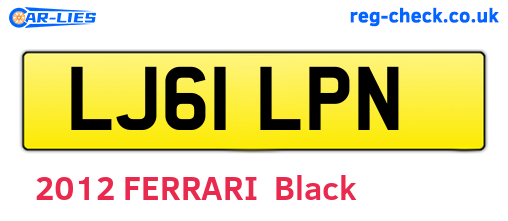 LJ61LPN are the vehicle registration plates.