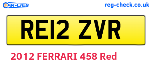RE12ZVR are the vehicle registration plates.