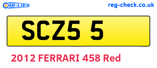 SCZ55 are the vehicle registration plates.