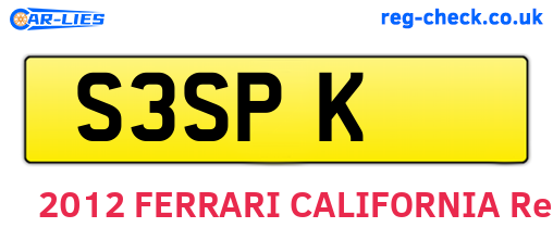 S3SPK are the vehicle registration plates.