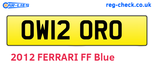 OW12ORO are the vehicle registration plates.