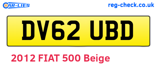 DV62UBD are the vehicle registration plates.