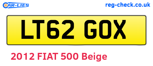LT62GOX are the vehicle registration plates.