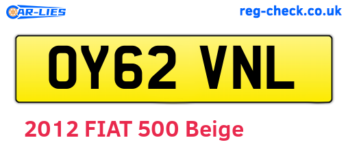OY62VNL are the vehicle registration plates.