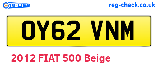 OY62VNM are the vehicle registration plates.