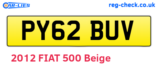 PY62BUV are the vehicle registration plates.
