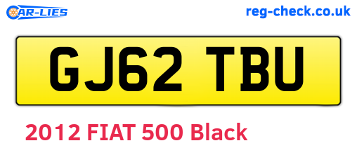 GJ62TBU are the vehicle registration plates.