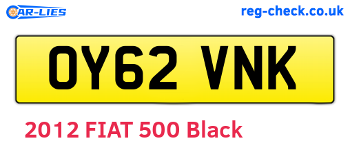 OY62VNK are the vehicle registration plates.