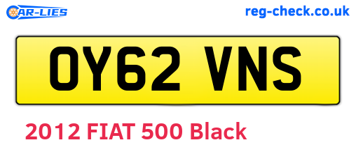 OY62VNS are the vehicle registration plates.