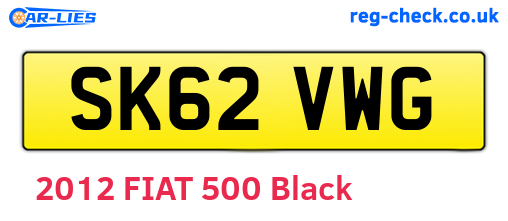 SK62VWG are the vehicle registration plates.