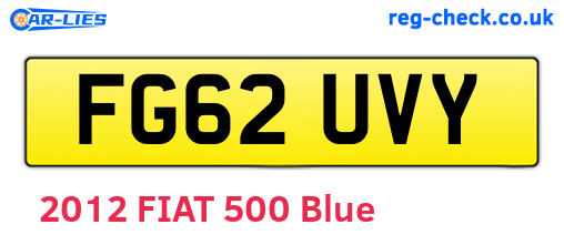 FG62UVY are the vehicle registration plates.