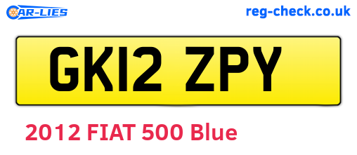 GK12ZPY are the vehicle registration plates.
