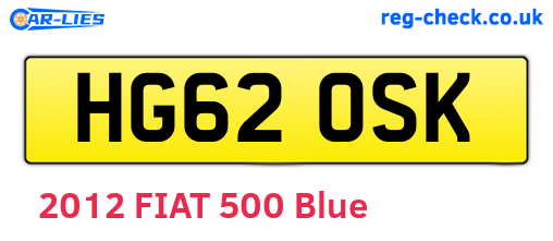 HG62OSK are the vehicle registration plates.