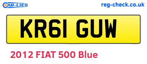 KR61GUW are the vehicle registration plates.