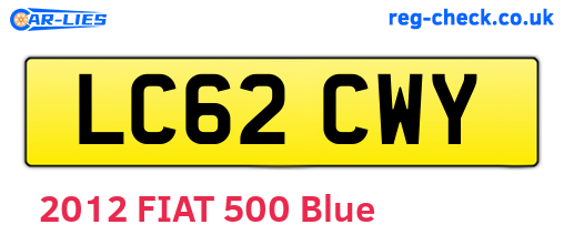 LC62CWY are the vehicle registration plates.