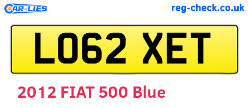 LO62XET are the vehicle registration plates.