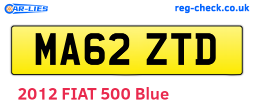 MA62ZTD are the vehicle registration plates.