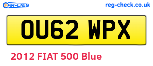 OU62WPX are the vehicle registration plates.