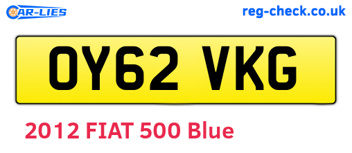 OY62VKG are the vehicle registration plates.